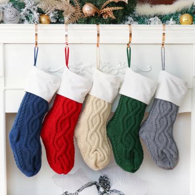 China Original Design Acrylic Cotton Yarn Knit Christmas Stockings For Family Decorations Hanging Christmas Ornament for sale