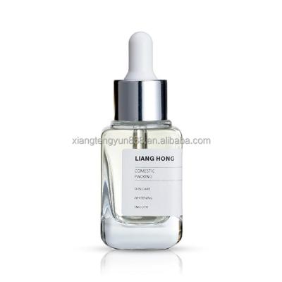 China Cosmetic Skin Care Packaging Shoulder Essential Oil Serum Flat Glass Dropper Bottle for sale