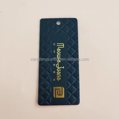 China New Fashion Design Washable Embossed Hang Tag Special Hangtags For Own Logo Apparel for sale