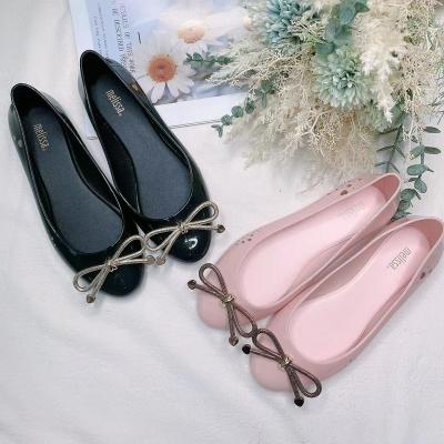 China Cushioning Anti Slip Jelly Shoes Bow Fashion Outdoor Women's Shallow Sandals Crystal Mouth Sandals for sale