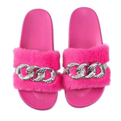 China Cushioning Women's Shoes Fur Fluffy Warm Women's Slippers Flat Bottom Wool Slippers Fashion Woolen Home Slippers for sale