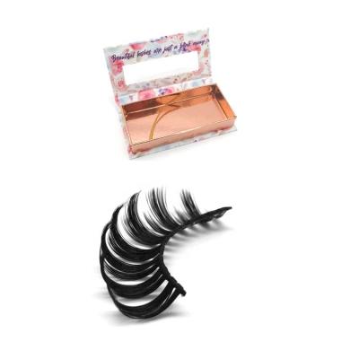 China Natural Wholesale Custom Long Box Eyelash Winged Eyelash Extension D Curved Eyelash Russian Private Label Strip Volume Lashes Russian for sale