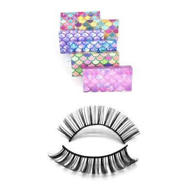 China Wholesale D Natural Long Curl Volume Private Label Faux Mink Eyelash High Quality Russian Stripe Lashes Wink Winged Eyelash Extension for sale