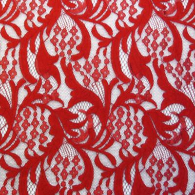 China High quality viable wholesale newest design red and black bougainvillea polyester lace fabric for making costume for sale