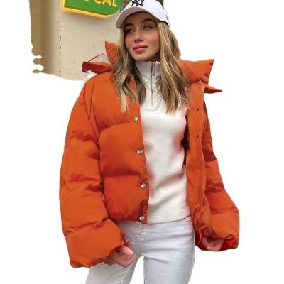 China Anti-wrinkle autumn and winter shorts new breasted hooded long-sleeved cotton-padded coat all-matching thickened cotton-padded coat for women for sale