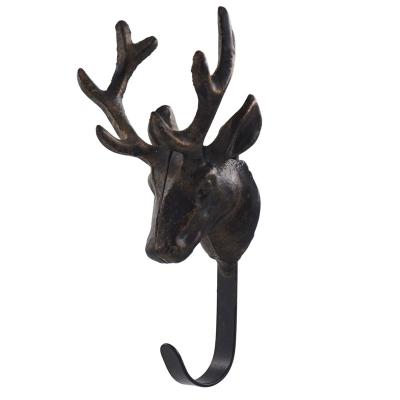 China Kladhangare CLASSIC Waterproof Ornate Home Decor Padded Single Statue Deer Head Hook Antler Wall Coat Hanger Rack Hook for sale