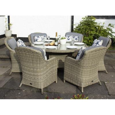 China Eco-Friendly Patio Wicker Garden Furniture Set Dining Table And Chairs Glass Table For Garden Use Dining Furniture Set for sale