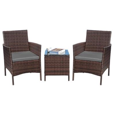 China Eco-Friendly Top Sell yuPatio 3 Piece Set Outdoor Garden Furniture Rattan Coffee Table And Chair for sale