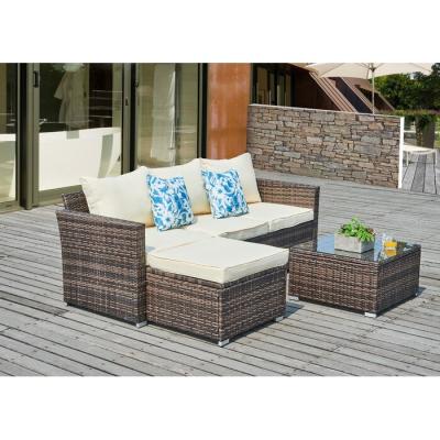 China Cheapest Garden Furniture Eco-friendly Outdoor Rattan Patio Sectional Sofa Coffee Table Garden Wicker Furniture Set for sale