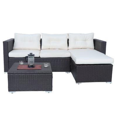 China Warm Eco-friendly Garden Furniture Set Patio Chaise Lounge Sofa Wicker Outdoor Corner Garden Furniture Set for sale