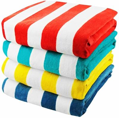 China Viable Wholesale Hotel Pool Cotton Hut Stripe Beach Towel for sale