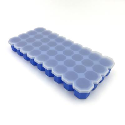 China Hot Sale OEM ODM Food Grade Silicone Ice Cube Tray Mold DIY Silicone Ice Cream Sustainable Ice Mold With Cover for sale