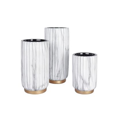 China Wholesale Home Decor Minimalist Modern Marble Vase Ceramic Flower Arrangement Home Decoration for sale