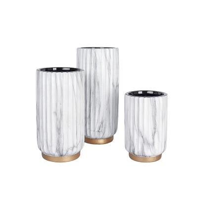 China Home Decor Contemporary Simple Marble Ceramic Vase Dry Flower Arrangement Home Decoration for sale