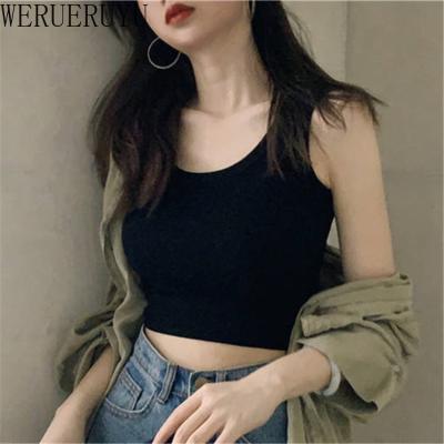 China Sexy Women Summer Viable Crop Tops 2022 Short Sleeveless Vests Gray Korean Harajuku Tank Top Black White Women's Aesthetic Clothing Y2k for sale