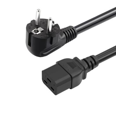 China Industrial Equipment 1.5M 1.8M 3M Black High Quality Europe Schuko EU Plug To IEC 60320 AC Power Cable C19 Tie For For Servers And PDU for sale