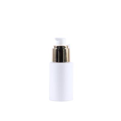 China 50ml Cosmetic Plastic Facial Packaging Hair Oil Bottles Essence Bottle Lotion Plastic Bottle With Gold Pump for sale