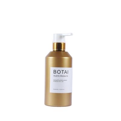 China Wholesale 400ml Cosmetic Gold PET Shampoo Bottle Hair Conditioner Bottle Plastic Body Lotion Bottle With Gold Lotion Pump for sale