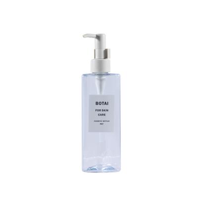 China New cosmetic producr 170ml PET plastic make up solvent oil bottle body lotion bottle triangle bottle with lotion pump for sale