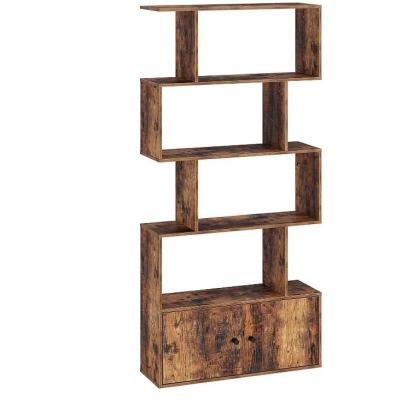 China (Other) 5-Tier Adjustable Rustic Freestanding Wood Storage Display Freestanding Wooden Shelf for sale