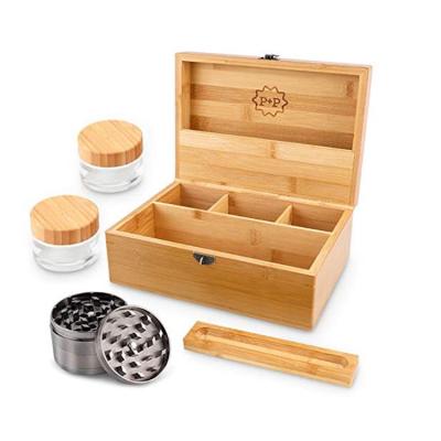 China Sustainable Multiple Dividers Handmade High Quality Custom Divider Wooden Stash Box With Lock for sale