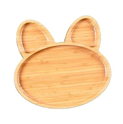 China Creative Viable Shape Separation Rabbit Dinner Dish Baby Design Fruit Wooden Dish for sale