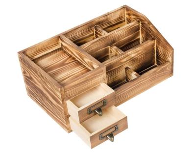 China Viable rustic antique jewelry and cosmetics desk wooden storage box for sale