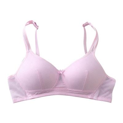 China Girls One Piece Aged Cotton Pink Sheer Thin Mesh Underwear Breathable Student Sports Bras Factory Sale 12-18 Years for sale