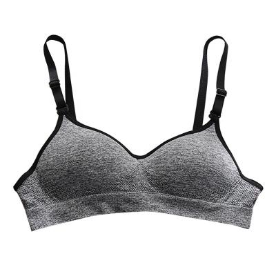 China Pure Black College Style Sports Bra Solid Color Cotton Material 18-24 Years Girls Bras Women One Piece Underwear One Small Cup Chest Bra for sale