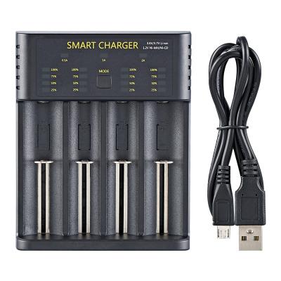 China Video Game Player Competitive Price Fixing 4 Slot Lithium Ion Battery Charger 18650 Battery Charger With Indicator Light for sale