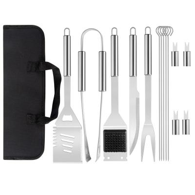 China Easily Cleaned 14 Piece Cookware BBQ Kit Outdoor Grilling BBQ Accessories Stainless Steel Cleaning Brush Tool Kit for sale