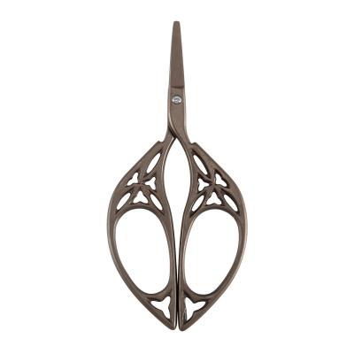 China Eco-friendly Retro Brown Coating Titanium Sheet Stationery Scissors For Everyday Fancy Cutting Embroidery Fancy Tools for sale