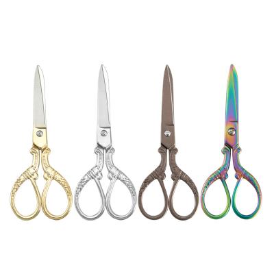 China 5 Inch Eco-Friendly Vintage Scissors Titanium Antique Gold Plating Sewing Shears For Craft Embroidery Crochet Needle Point Knitting for sale