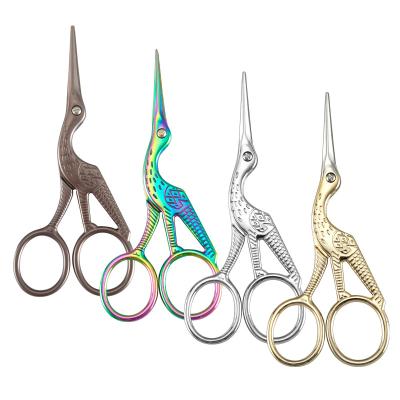 China Eco-friendly Stainless Steel Animal Embroidery Bird Crane Shape Peacock Cutter Beauty Eyebrow Sewing Scissors For Manicure Stork for sale