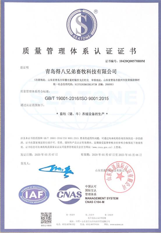 ISO9001 - Qingdao Deba Brother Machinery Co., Ltd.