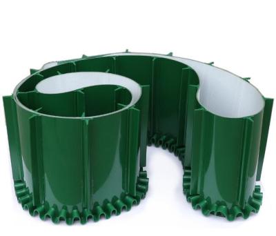 China Oil Resistant Green Corrugated PVC Sidewalls Conveyor Belts Width Ties Inclined Belt for sale