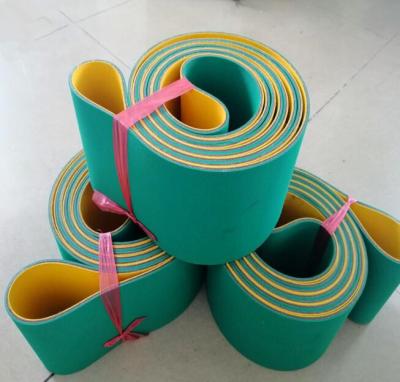 China Factory OEM Industrial Core Yellow Green Band Sandwich Belts 2.5mm Nylon Rubber Flat Belts for sale