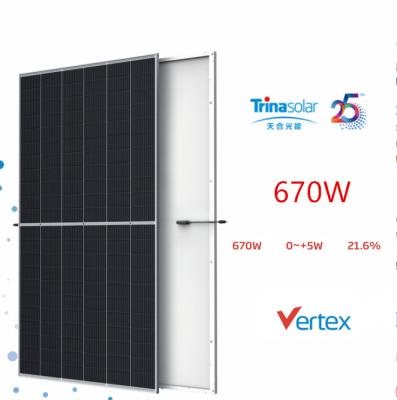 China Trina Ultra High Power Solar Panels Mono Mono Crystal Price 670watt 600w 640w 630w 210mm 600 Watt Half Cell Trina Solar Panel for sale