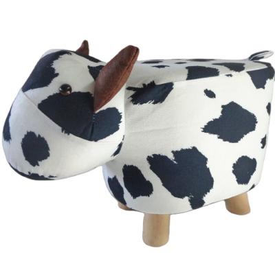 China Modern Child Storage Stool Cloth Ottoman Wooden Animal Stool for sale