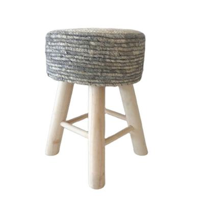 China Modern Wholesale Cattail Rattan Bentwood Birch Wooden Stool Handwork Wooden Stool for sale