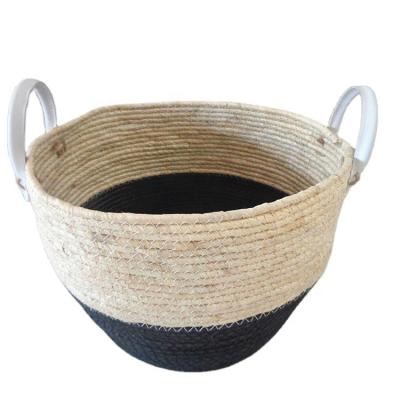 China Viable New Design Hot Sale Laundry Basket Cotton Rope Storage Basket Braid Basket With Handle for sale