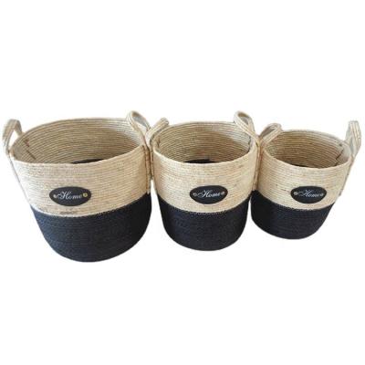 China Factory Wholesale Viable Round Woven Rope Storage Basket Braided Organizer for sale