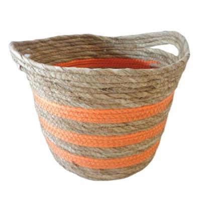 China Large Viable Woven Cattail Cotton Rope Storage Basket Bin Bin Storage Organizer For Toy for sale