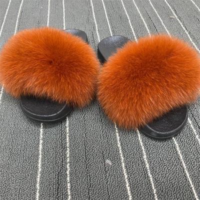 China Fashion trend best price wholesale fox fur slipper hot sale kids hairy fur slides wholesale fur slides for sale