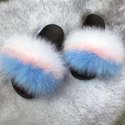 China Fashion Trend Production Fur Slides Women's Fur Slides Full Green Chinese Wholesale Fur Slide for sale