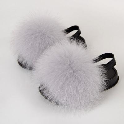 China Fashion Trend Design Kids Fur Slides Latest Pinch And Fur Slides Fluffy Kids Fur Slides for sale