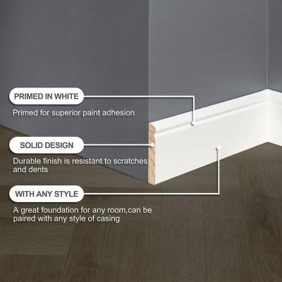 China Waterproof White Primed Mdf Baseboard Primed Wood Molding Corner Decoration for sale