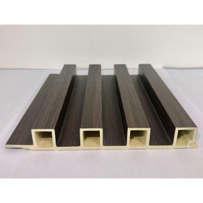 China Interior Decoration Classic WPC Fluted Wall Board Coating Black Wood Grain Grille Indoor Great Wall Panel for sale