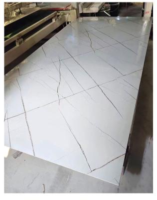 China UV Board PVC Laminate Sheet 1220*2440mm Indoor Marble Finish Plastic Panels for sale