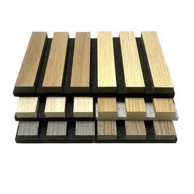 China Modern Interior Soundproof Composite Wood Slats Wall Acoustic Absorbing Panels for Sound Absorption in Apartments Office for sale